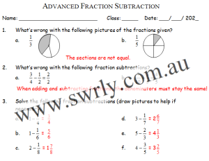Advanced Fraction Subtraction ANSWERS