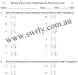 Basic Addition and Subtraction of Fractions