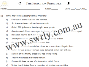 The Fraction Principle Worksheet
